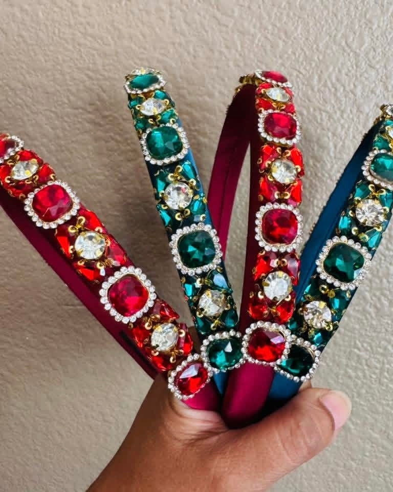 Christmas Jeweled Fabric Festive Headbands