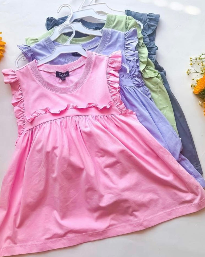 Gray or Green Jersey Sleeveless Ruffle Top