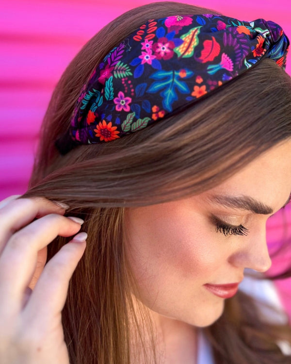 Black Multi Floral or Pink & Green Tropical Knot Headbands