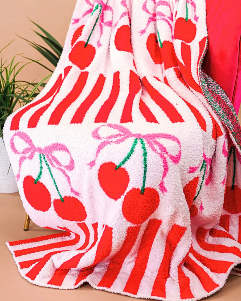 Plush Cozy Blankets - Yellow Lemon or Red Cherry Bomb