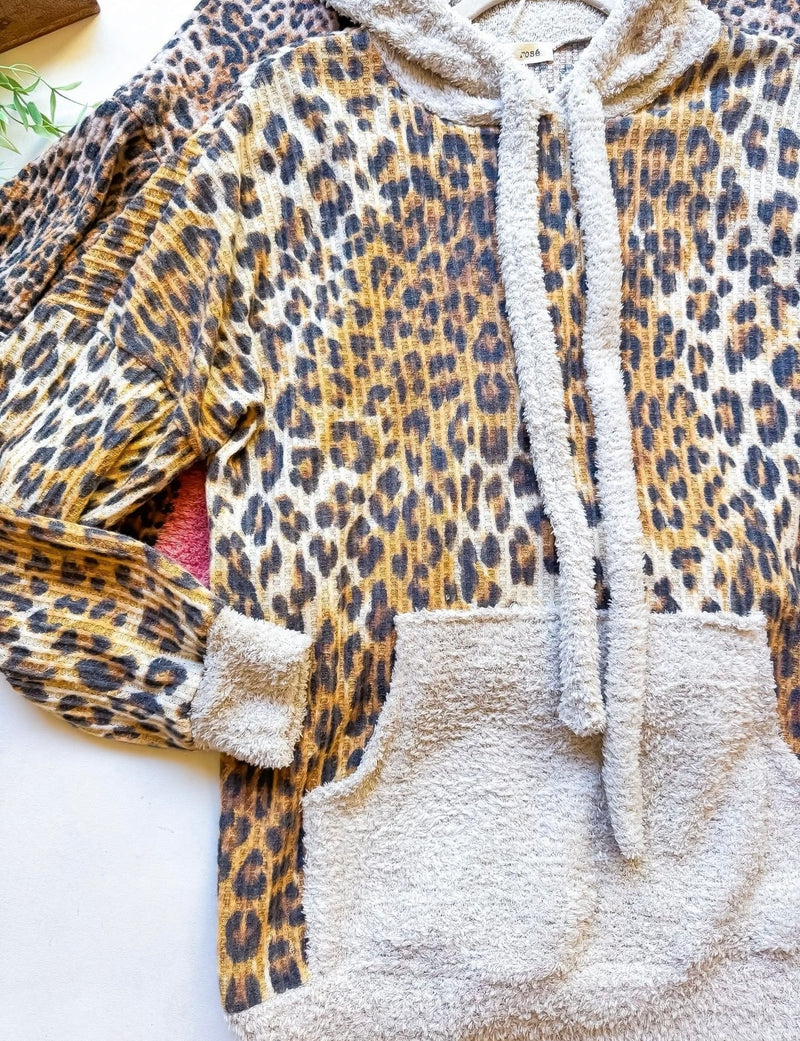 Beige or Mauve Fleece Long Sleeve Drawstring Hoodie Hand Warmer Top