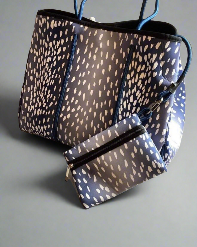 White, Tan, Blue, Pink or Multi Leopard Neoprene Beach Computer Bag with Wallet