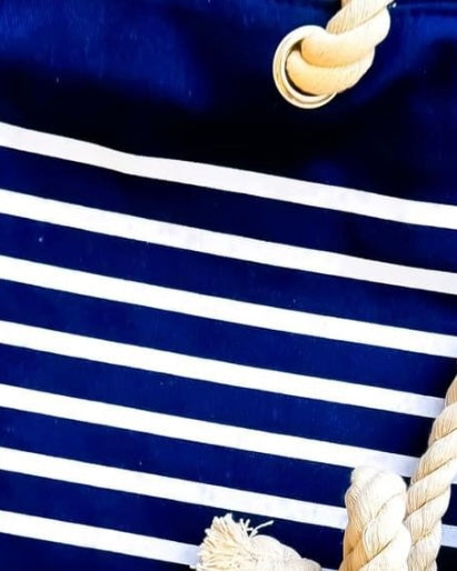 Blue & White Stripe or Cream & Blue Stripe Canvas tote bags