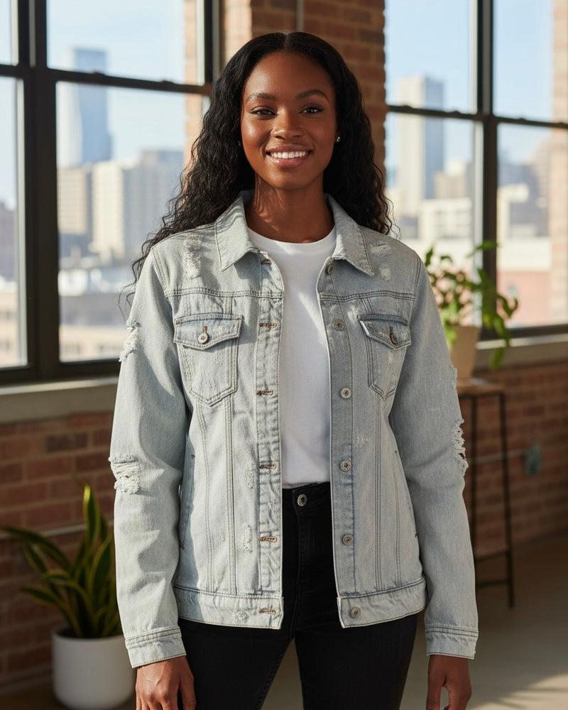 Light Blue Wash  Denim Blue Jean Jacket