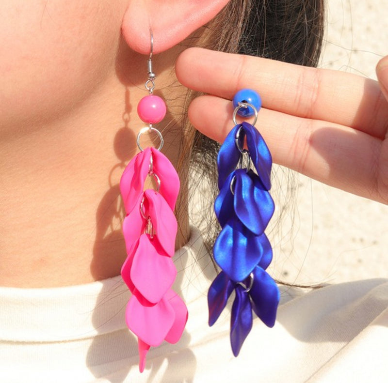 Multi Cluster Petal Dangle Earrings