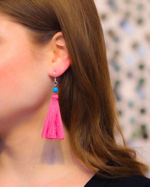 Pink, Orange or Multi Summertime Sun Tassel Earrings