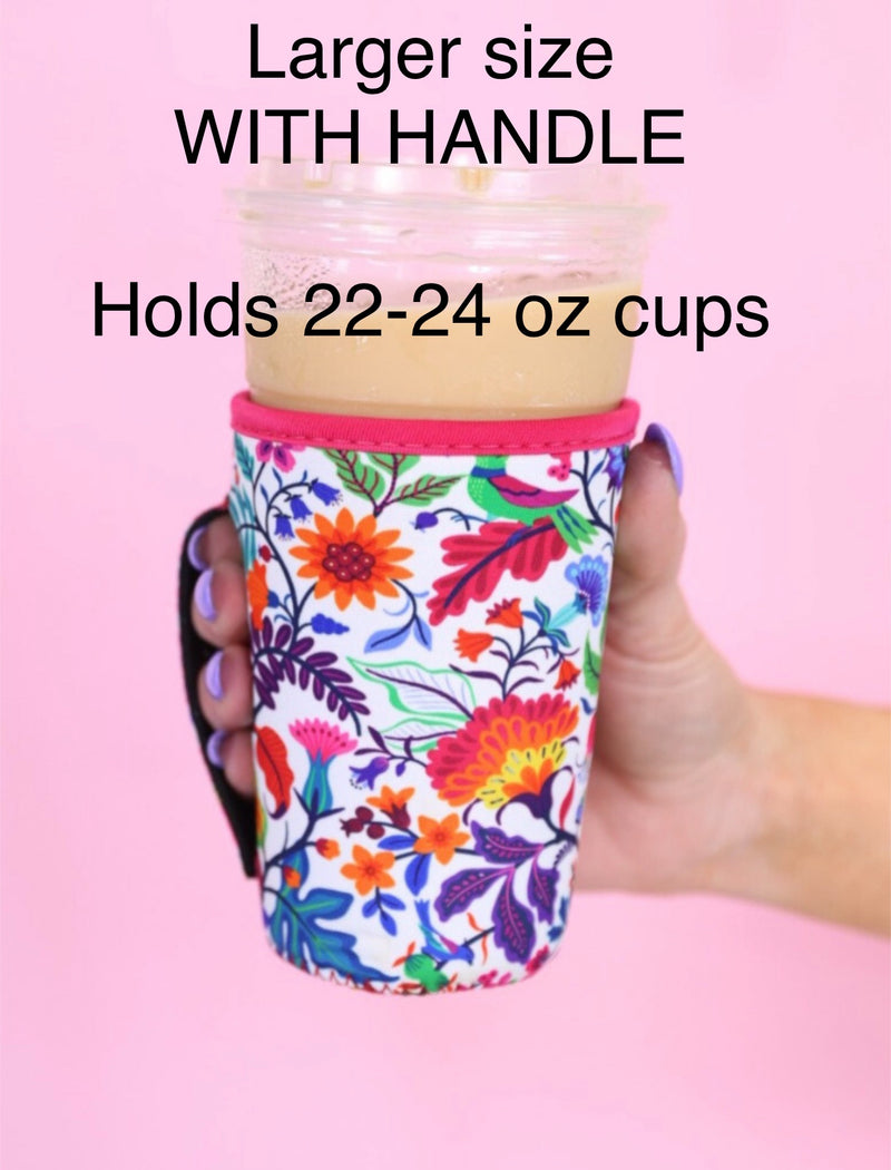 Tropical, Leopard or RWB Bow Drink Sleeve Ice Coffee Koozie