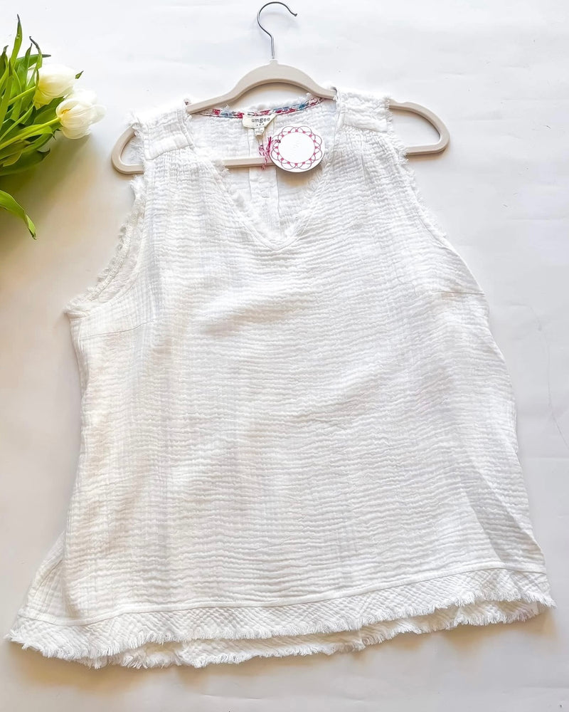 White, Pink or Lime Green Oversized Sleeveless Tiered Babydoll Cotton Gauze Top