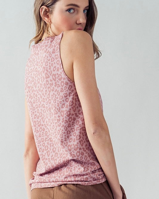 Pink on Pink Leopard Sleeveless Tank Top