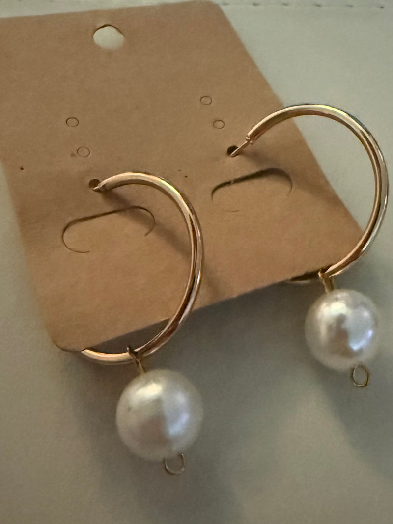 Gold Hoop Pearl drop earring