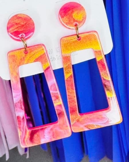 Acrylic Dangle Rectangle Shape Earrings