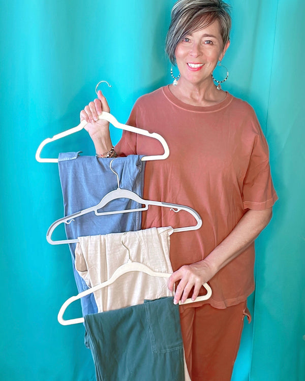 Emerald Green, Terra Cotta Nutshell, Pumice Cream or Slate Blue Organic Cotton Cargo Leg Lounge Sweat Pants