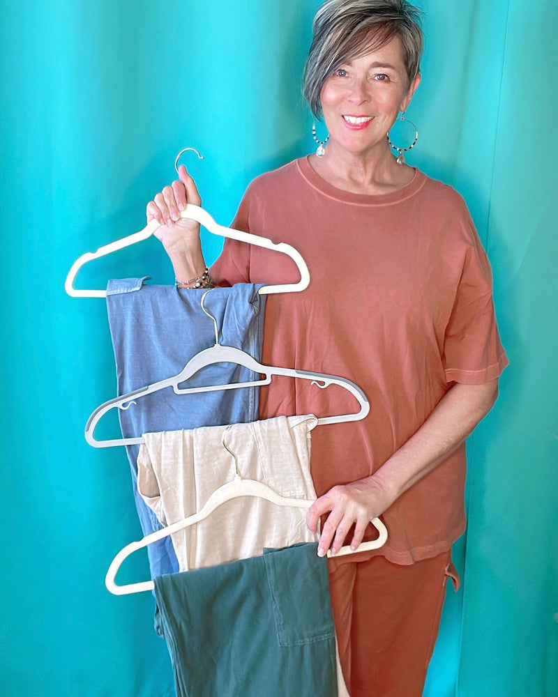 Emerald Green, Terra Cotta Nutshell, Pumice Cream or Slate Blue Organic Cotton Cargo Leg Lounge Sweat Pants