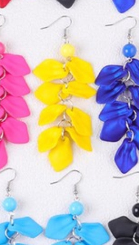 Multi Cluster Petal Dangle Earrings