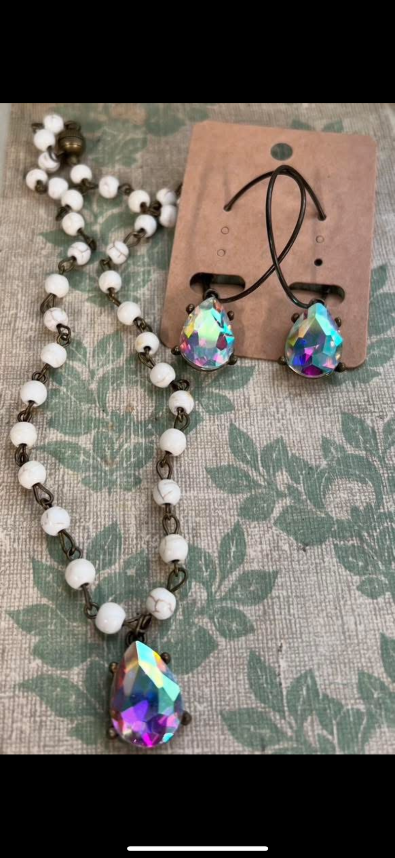 Wire Hoop Crystal Glass Bead Drop Earring