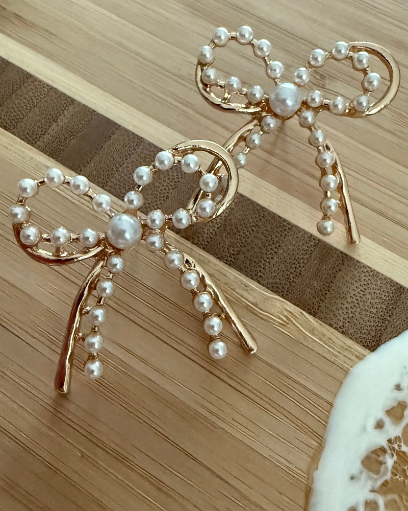 Gold Bow Pierce Earrings