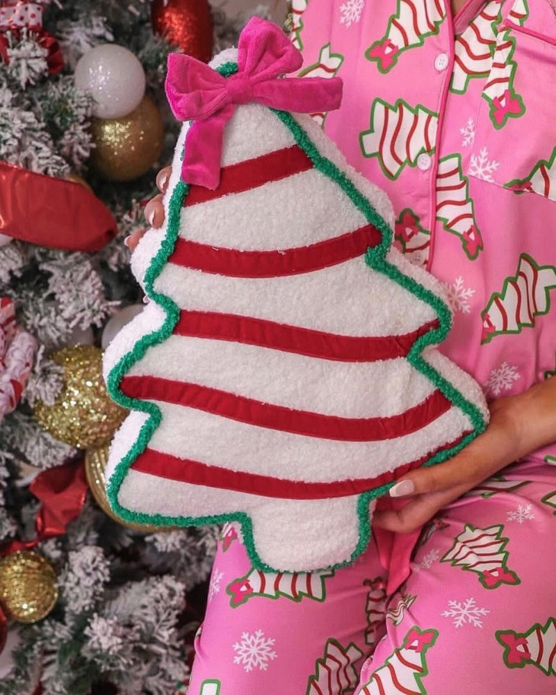 Pink Foil Christmas Tree Treat Luxe Long Sleeve Sweatshirt Top