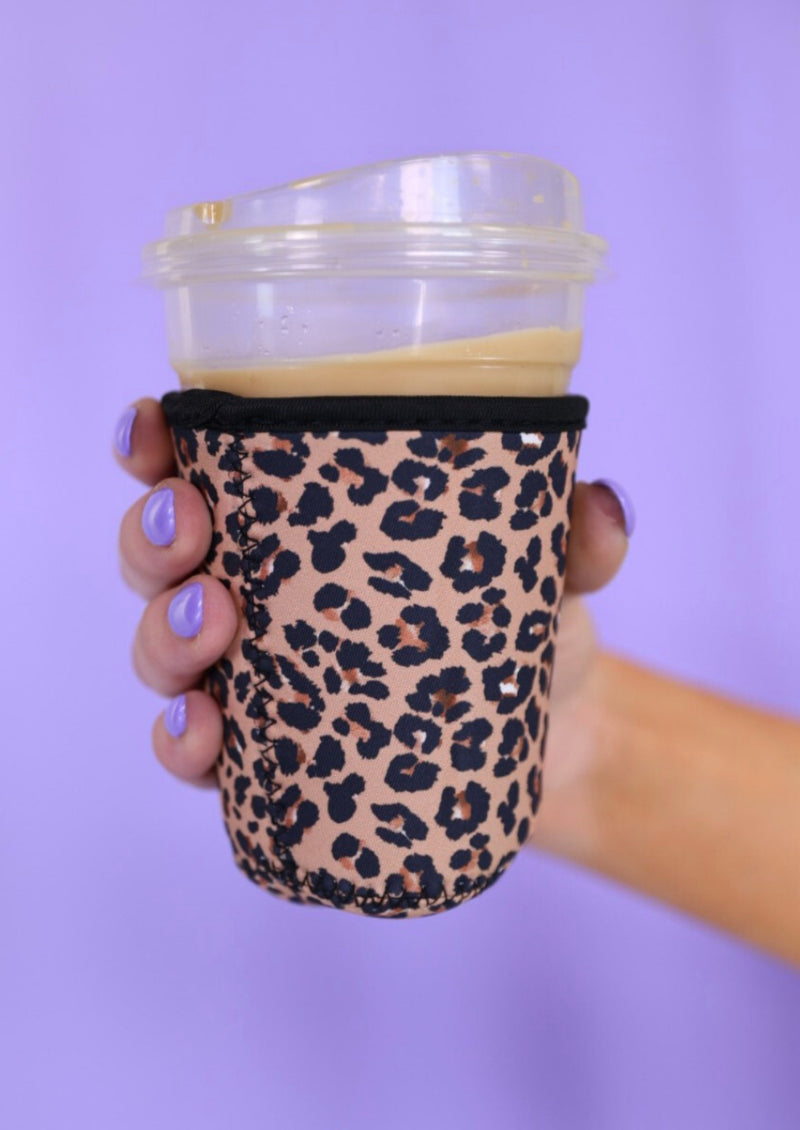Tropical, Leopard or RWB Bow Drink Sleeve Ice Coffee Koozie