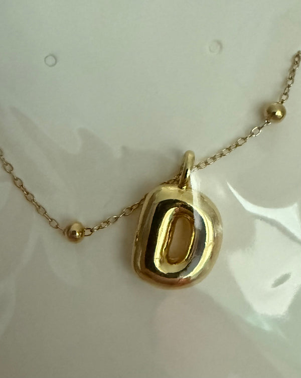 Gold Plated Bubble Initial Necklace