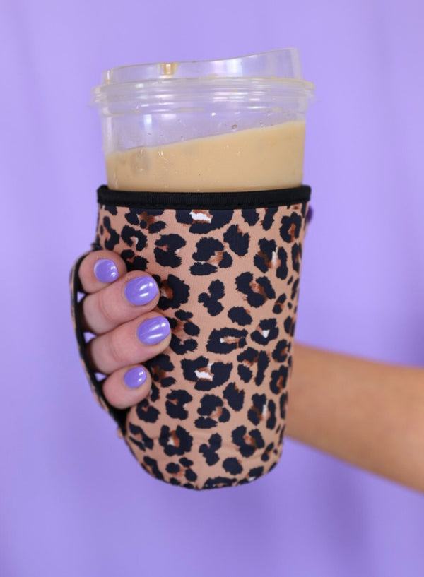 Tropical, Leopard or RWB Bow Drink Sleeve Ice Coffee Koozie