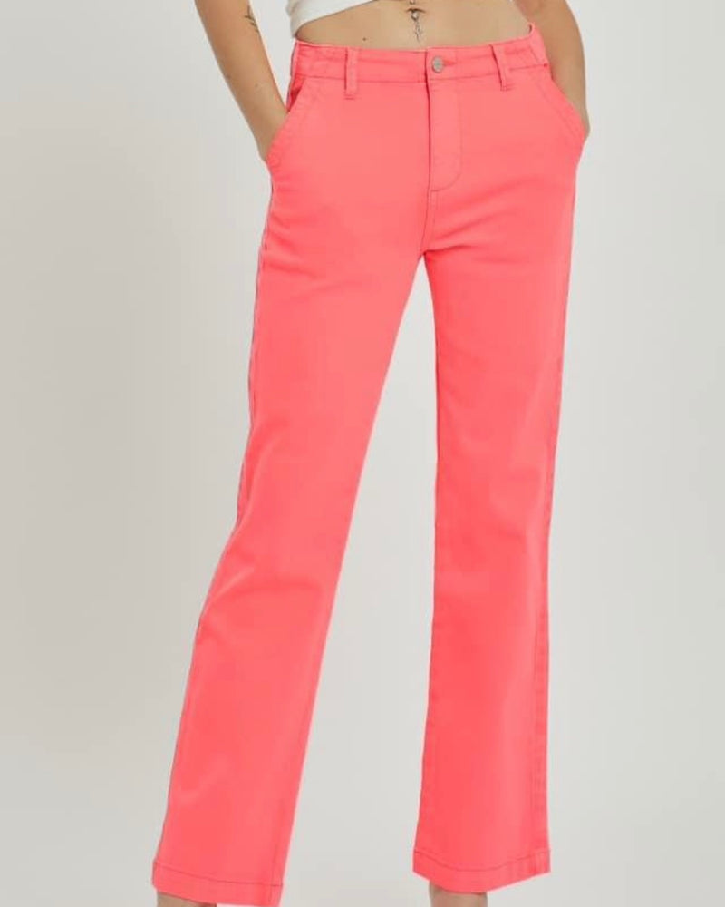 Risen Coral High Rise Straight Leg Jean Pant RDP5482