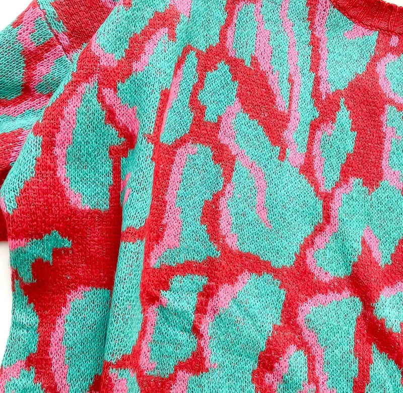 Plus Size Red & Green Large Leopard Animal Print Sweater
