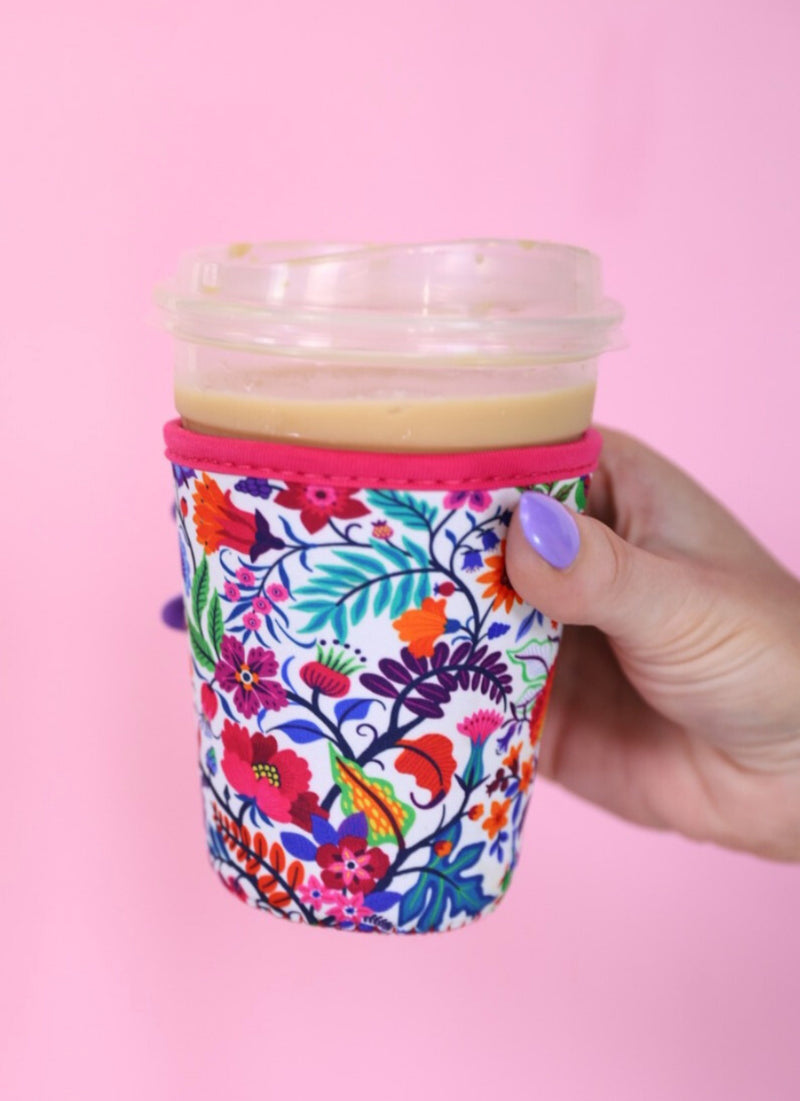 Tropical, Leopard or RWB Bow Drink Sleeve Ice Coffee Koozie