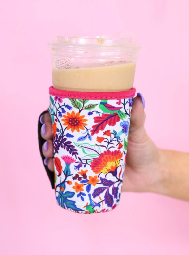 Tropical, Leopard or RWB Bow Drink Sleeve Ice Coffee Koozie