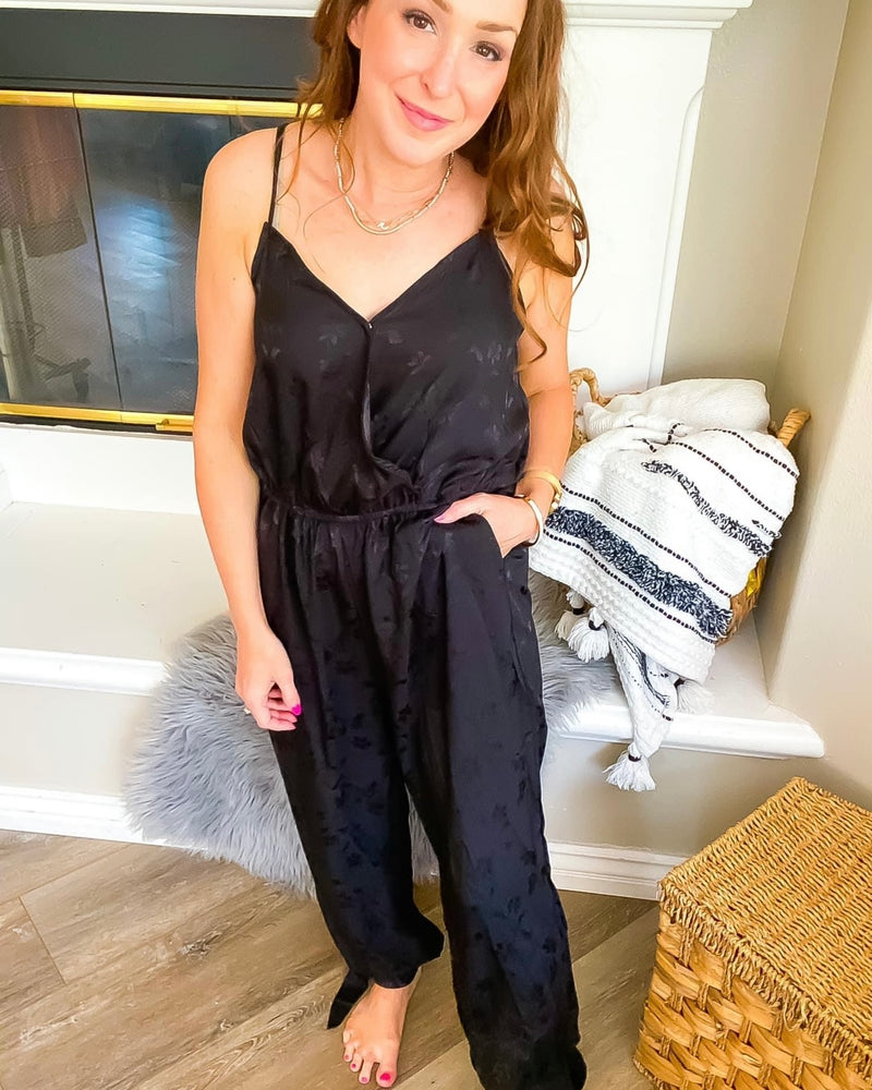 Black Lightweight Spaghetti Strap Sleeveless Jumpsuit
