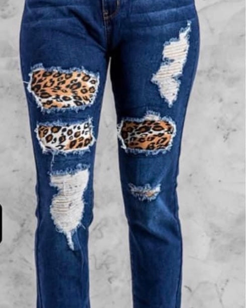 L&B Medium Wash Leopard Patch Skinny Jeans
