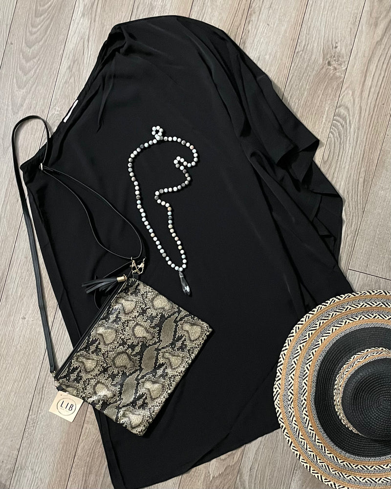 Black & Grey Snake Print Crossbody Purse Bag