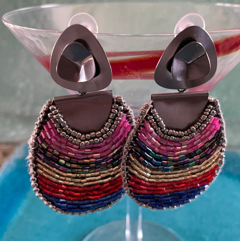 Sequin Beaded Rainbow Earrings