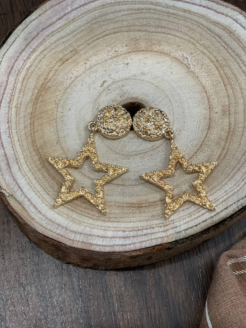 Star Dangle Gold Earring