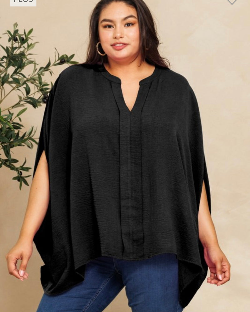 Plus Size Black or Cream Dolman Sleeve Top