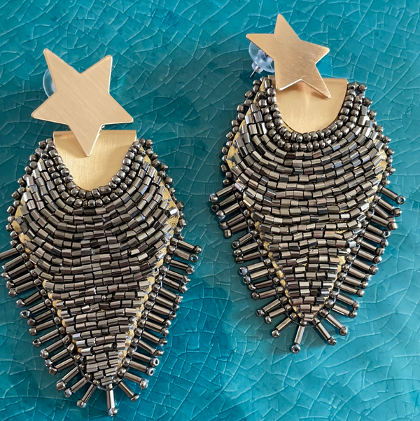 Star Beaded Multi Sequin Earrings
