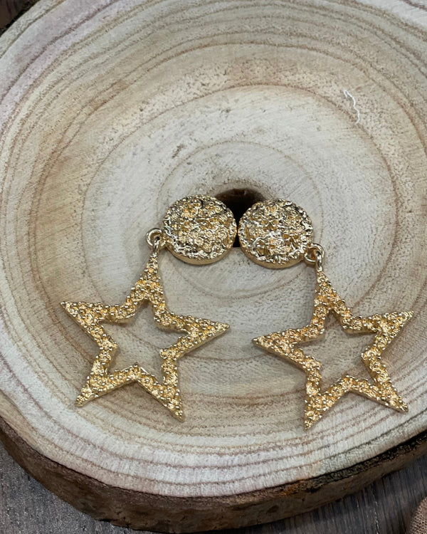 Star Dangle Gold Earring