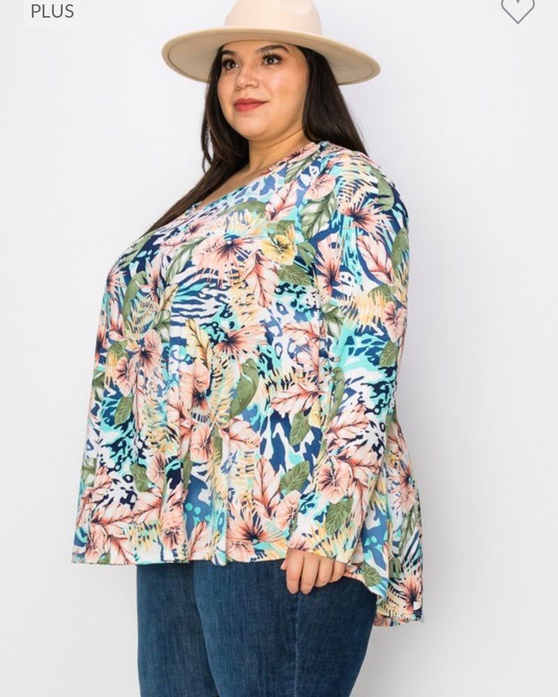 Plus Size Spring Mix Tropical Top