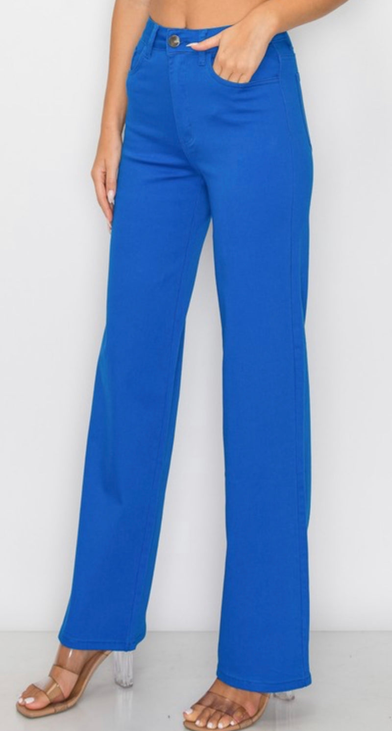 Yellow High Waisted Stretch Colored Wide Leg Jeans