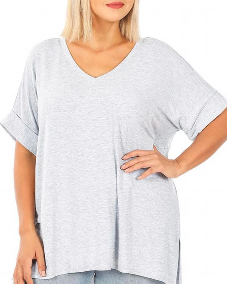 Grey Plus Size Casual Round Neck Tshirt