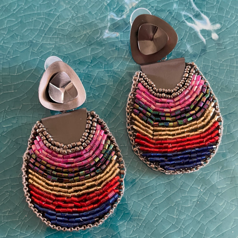 Sequin Beaded Rainbow Earrings