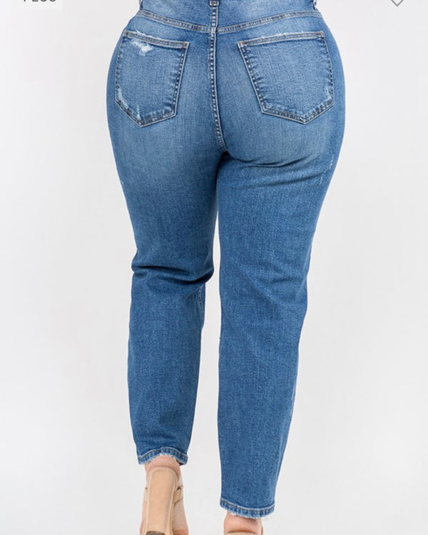 Plus Size American Bazi High Waist Relaxed Distressed Jeans