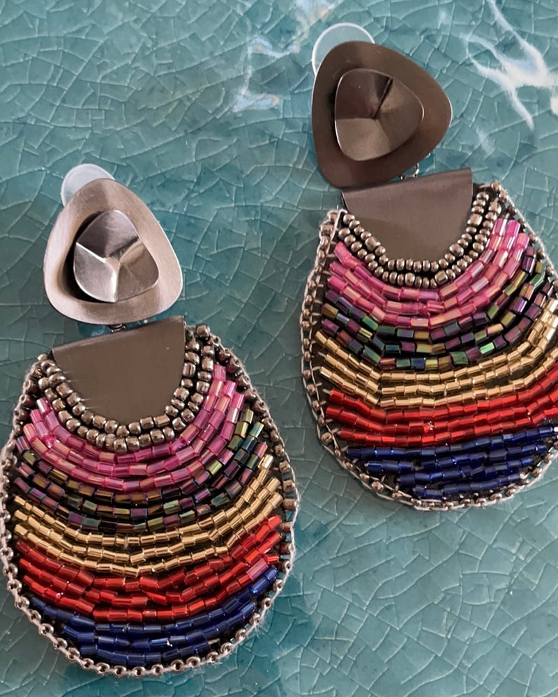 Sequin Beaded Rainbow Earrings