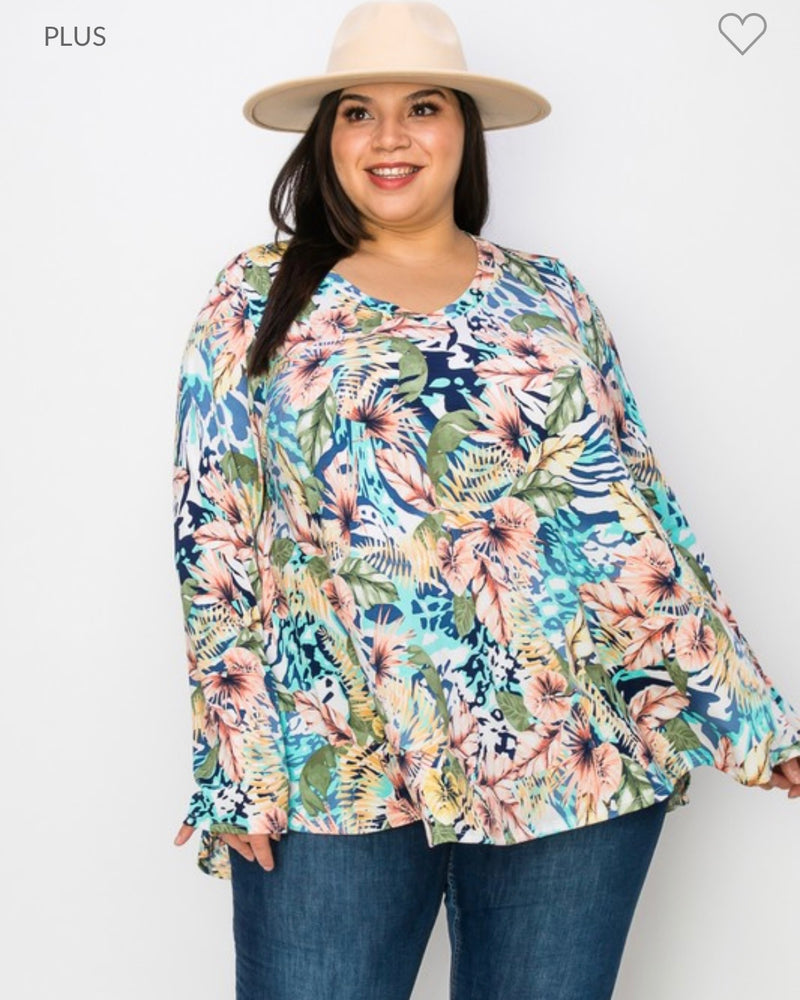 Plus Size Spring Mix Tropical Top